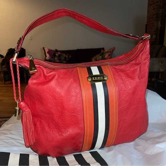 L.A.M.B. Red Genuine Leather Shoulder Bag Gwen Stefani Vintage Luxury Handbag - Picture 1 of 14